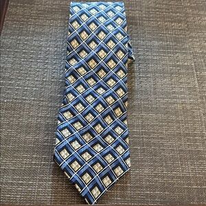 Sazzari Elegant Blue and Gray Geometric Men's Tie. Made in Italy. Like New!